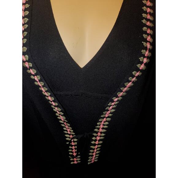 Vintage Max Studio 2 Pc Knit Tank Dress w Jacket Rose Detail Women's Size Large - Picture 2 of 7
